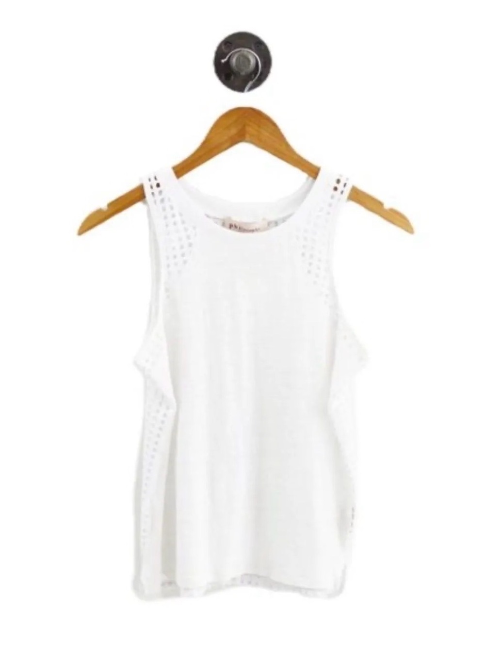 Philosophy White Eyelet-Trim Sleeveless Tank